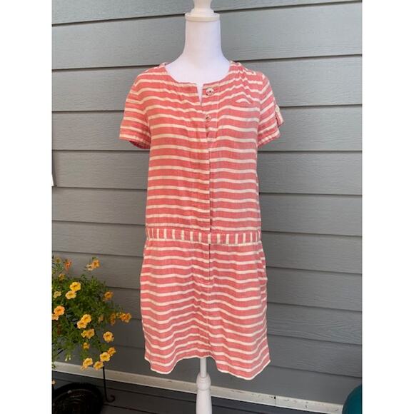J. Crew Size 4 Dress Peaches & Cream Short Sleeve Half Button Front 100%‎ Cotton - Picture 1 of 6